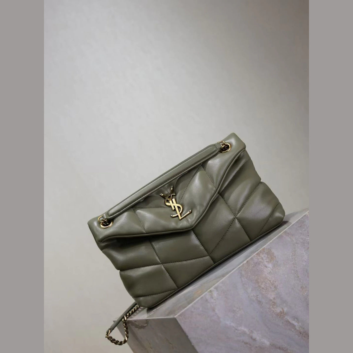YSL Loulou Puffer Military Green 11.4" (29 cm)
