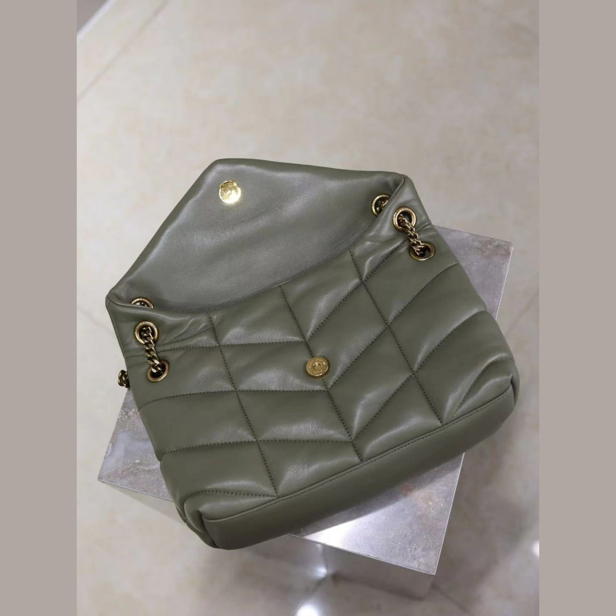 YSL Loulou Puffer Military Green 11.4" (29 cm)