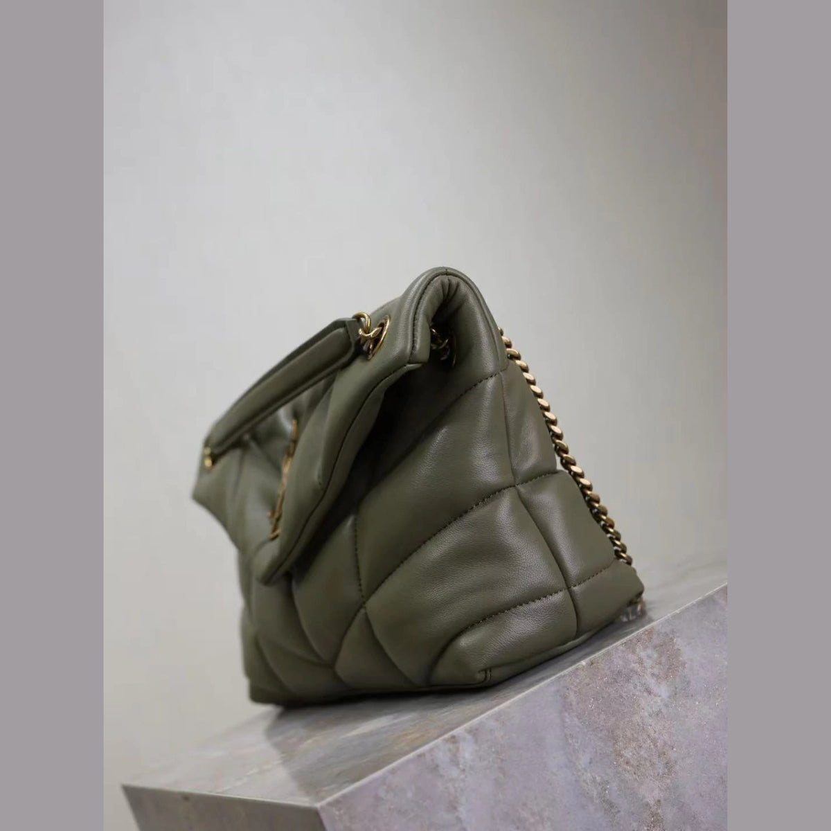 YSL Loulou Puffer Military Green 11.4" (29 cm)